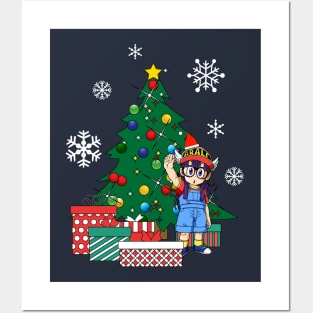 Arale Around The Christmas Tree Dr Slump Posters and Art